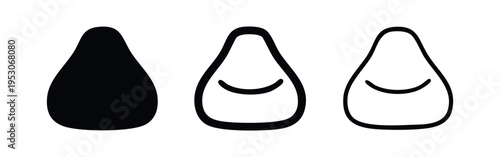 Minimalist Bean Bag Chair Icon Set. Comfortable Pouf Seating Furniture Symbol Vector Collection