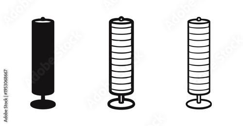 Column Floor Lamp Icon Set. Minimalist Vertical Lighting Fixture.