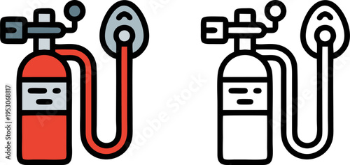Fuel Dispenser Gas Station Icon with Hose and Nozzle