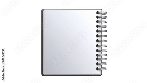 Realistic 3D vector illustration of a blank white spiral notebook mockup for corporate branding stationery design and educational notes isolated on white background.