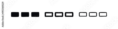 Minimalist square and rectangle shapes in a linear progression, illustrating steps or elements.