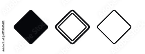 Clean diamond shapes with rounded corners, available in solid and thin double outline styles.