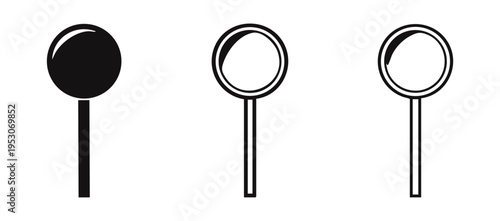 Location pin or lollipop icons in three styles