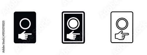 Press button with pointing finger icon set, user interface element
