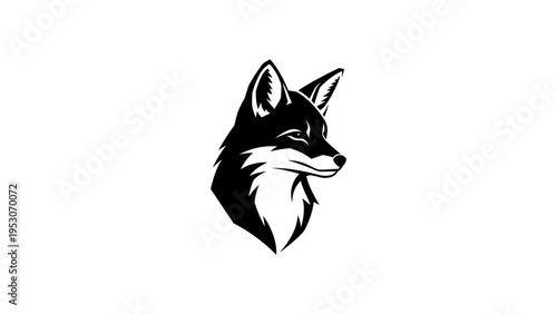 Stylized black and white fox head silhouette for modern design