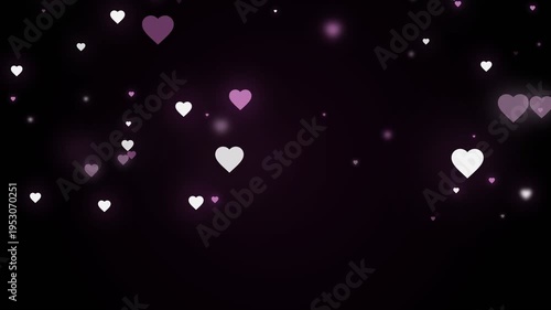 Gentle Pink And White Hearts Floating On Black Background