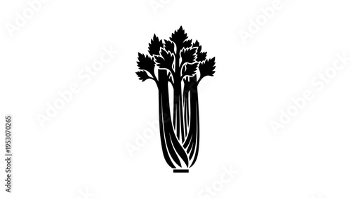 Stylized black celery silhouette on white background for modern designs