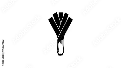 Minimalist silhouette leek design: black and white vegetable icon art