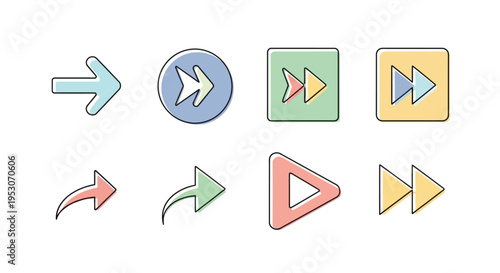 Collection of play and arrow icons.