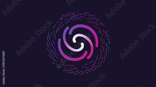 Abstract geometric design with swirling lines and vibrant color palette