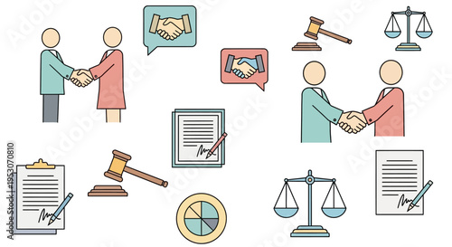 Lawyer handshake legal agreement contract.