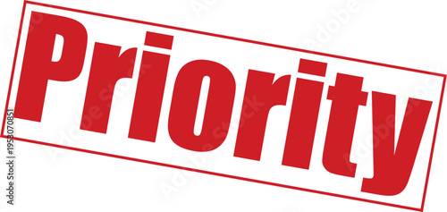 Red priority stamp with bold text on for clear indication