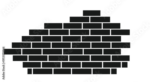 Black brick wall structure on a white background for construction and architecture concepts
