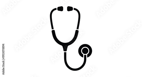 Stethoscope silhouette medical tool for doctor diagnosis and patient health checkup