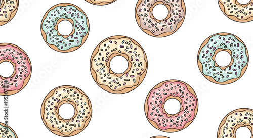 Donuts with colorful sprinkles on top.