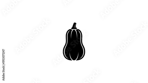 Black silhouette of single zucchini on white background