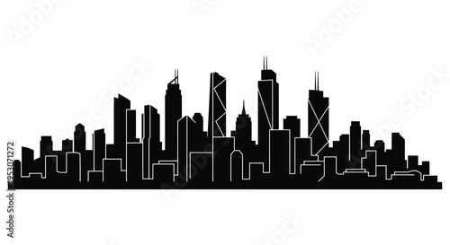 Chicago city skyline silhouette black and white urban landscape