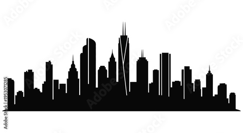 New york city skyline silhouette at night with skyscrapers