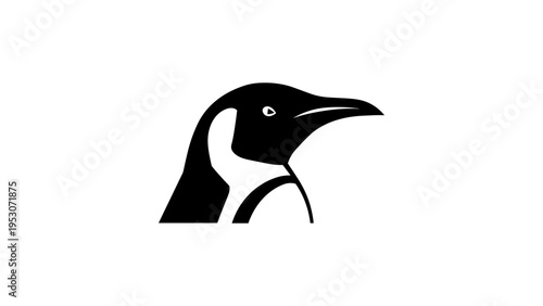 Geometric animal silhouette: black and white abstract goose design