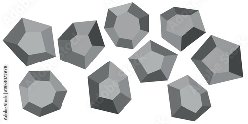 Cartoon stones. Rock stone isometric set. Boulders, natural building block shapes, wall stones. 3d flat isolated illustration. Vector collection.