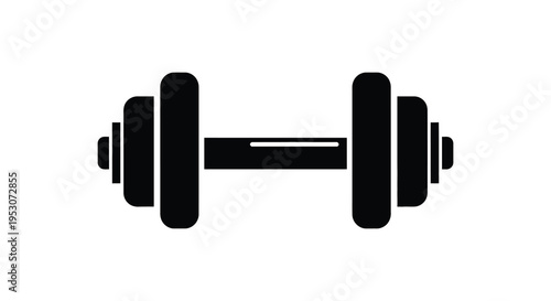 Silhouette of a dumbbell weightlifting equipment in black