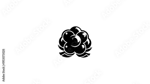 Silhouette black raspberry icon: bold fruit design on white background