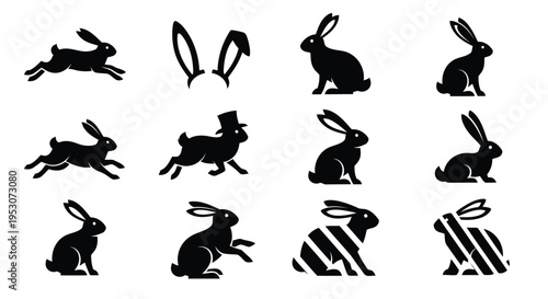 Dynamic poses of rabbits in various states of motion and posture