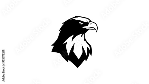 Bold eagle silhouette: majestic bird of prey in black and white design
