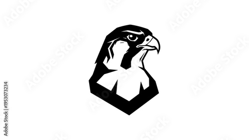 Stylish falcon silhouette in black and white geometric design