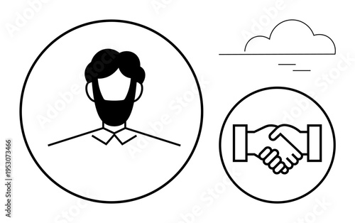 Business collaboration concept. Handshake agreement, partnership, and teamwork. Business collaboration ed through clean design with professional elements. Perfect for networking, agreements