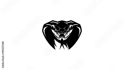 Fierce snake head design in black silhouette style