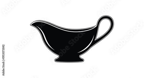 Silhouette of a classic gravy boat with handle