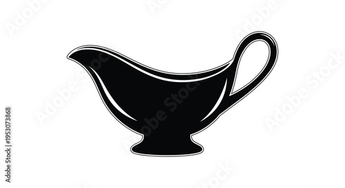 Silhouette of a classic oil lamp with handle and spout