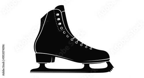 Silhouette of a black ice skate on a white background