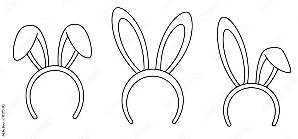 Obraz premium Cute bunny ear headbands in three different styles, perfect for Easter celebrations, showcasing playful designs and festive spirit for holiday fun and enjoyment