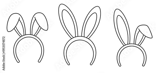 Cute bunny ear headbands in three different styles, perfect for Easter celebrations, showcasing playful designs and festive spirit for holiday fun and enjoyment