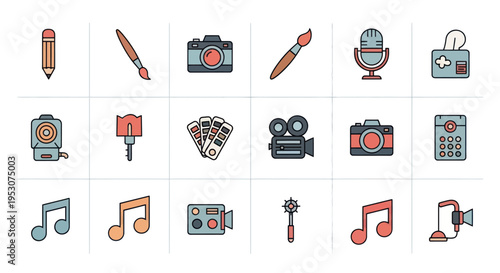 Music and recording technology icons.