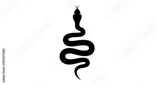 Black Silhouette of a Snake on White Background