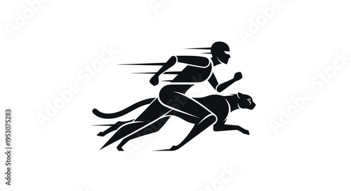Runner and Cheetah Silhouette - Speed and Agility Concept