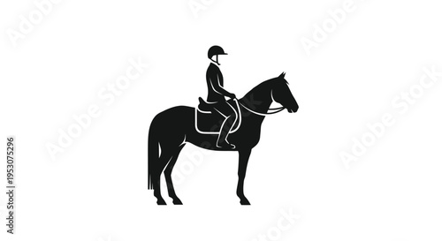 Equestrian Silhouette: Rider on Horseback, Equestrian Sport Icon