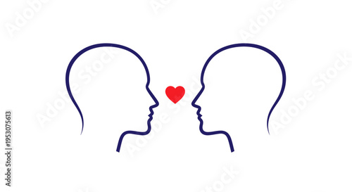 Two profile heads with heart.