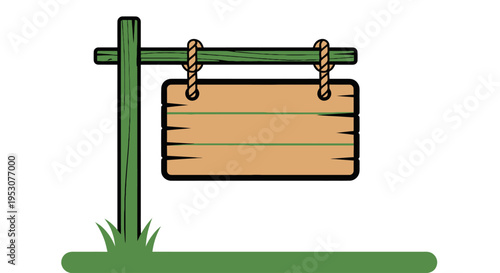 Wooden sign board with ropes.