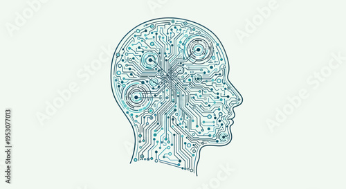Human Brain Profile Side View Illustration.