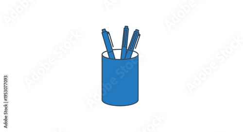 Blue pen holder with three pens.