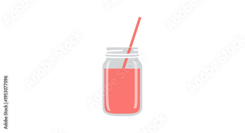 Fresh pink lemonade in glass jar.