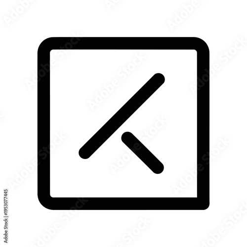 black and white icon depicting a slash or cancel symbol