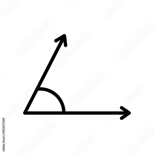 black and white line art of an acute angle