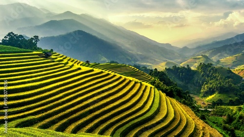Fotografie rice terraces in the morning