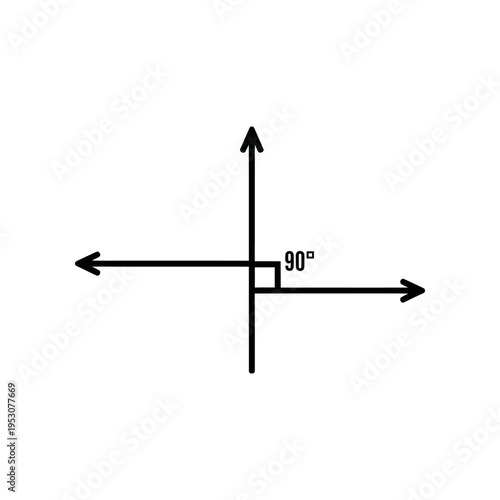black and white icon depicting perpendicular lines with 90 degree angle