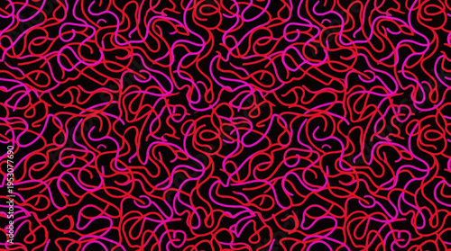 Vivid neon pink and purple intertwined tendrils on a dark abstract background.